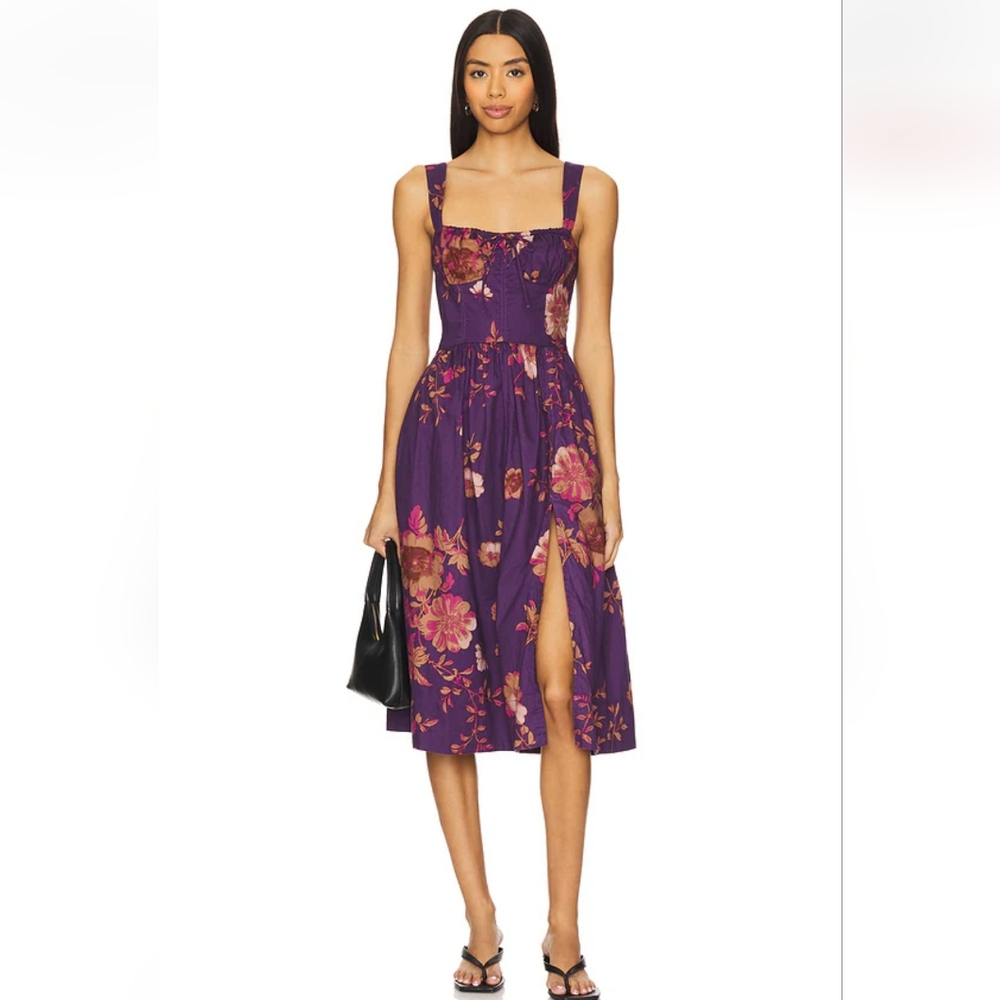 Free People Floral Purple Midi Dress